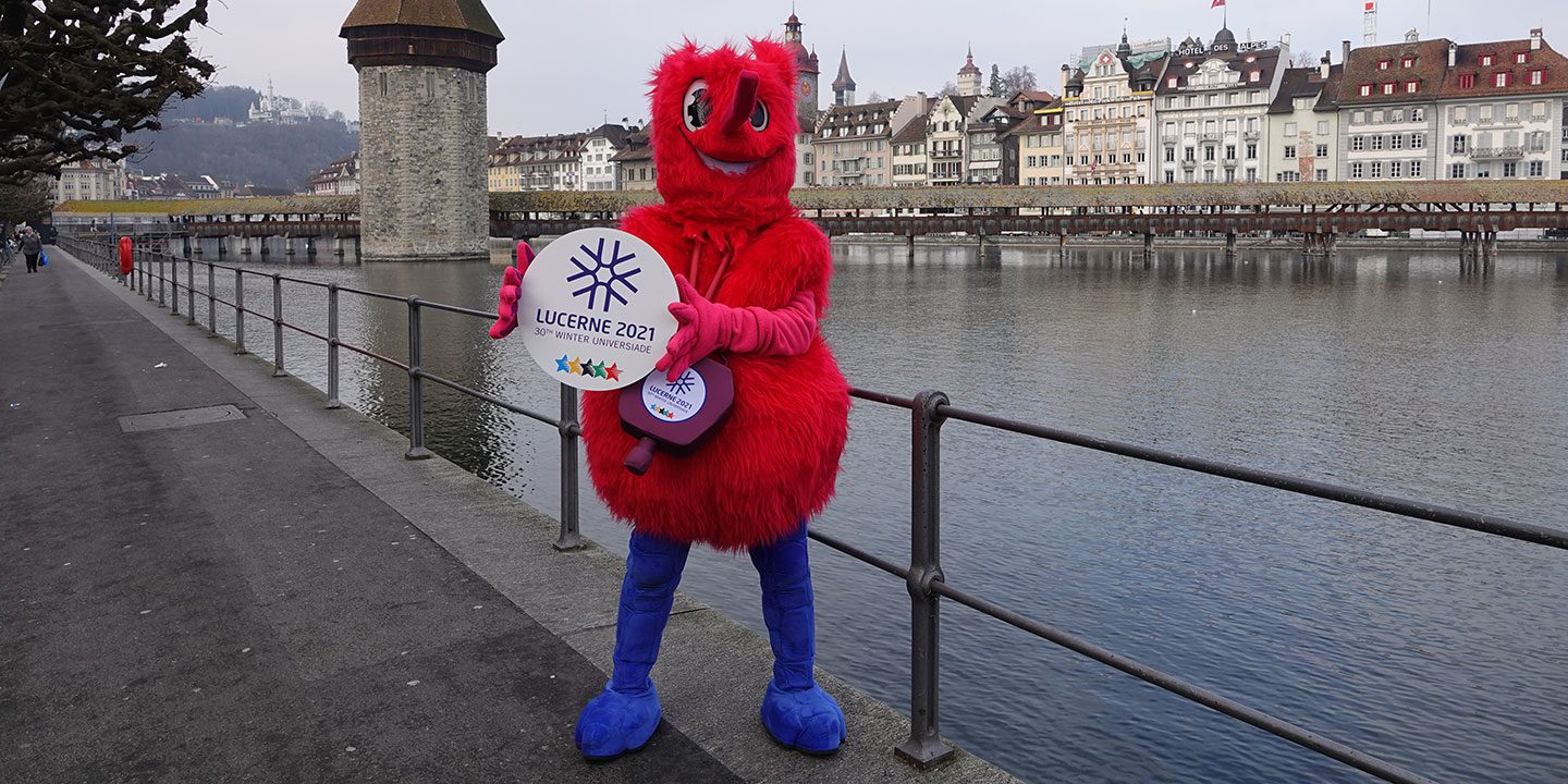 Das Maskottchen der Winteruniversiade, entworfen von Luisa Zürcher, Animationsstudentin an der Hochschule Luzern