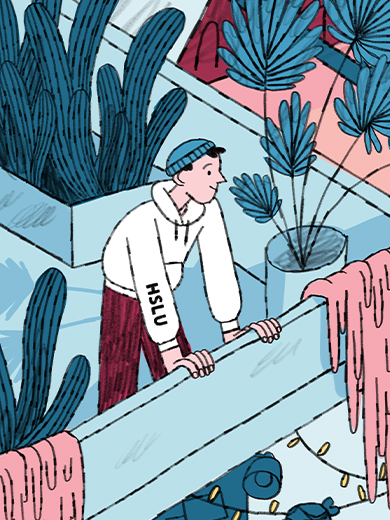 Die Highlights auf einen Blick: Illustration von Alumna Justine Klaiber zum Jahresbericht 2022